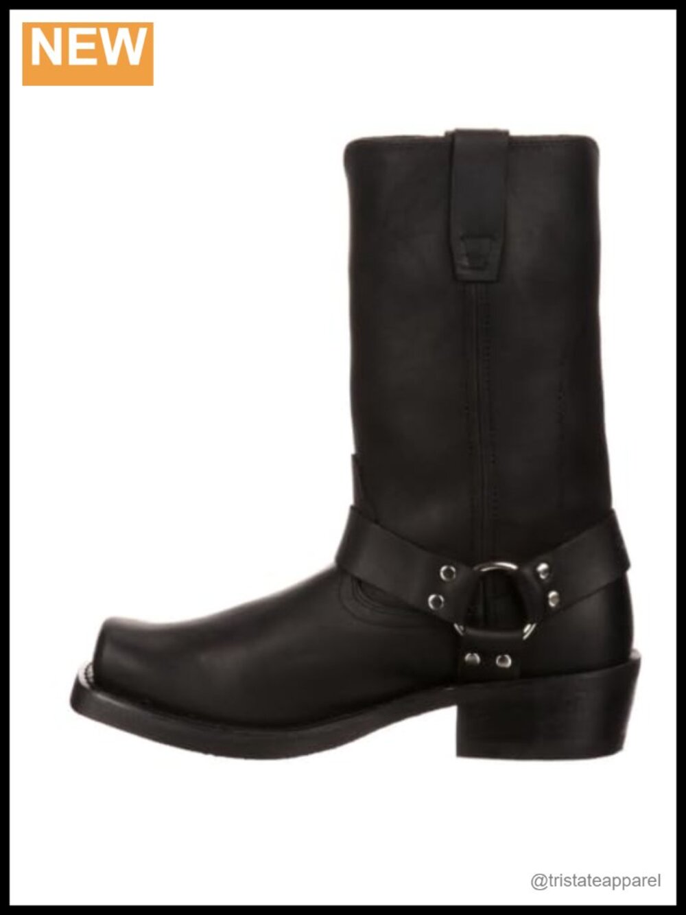 Full-Grain Leather Mid-Calf Western Harness Boots with Snoot Toe
